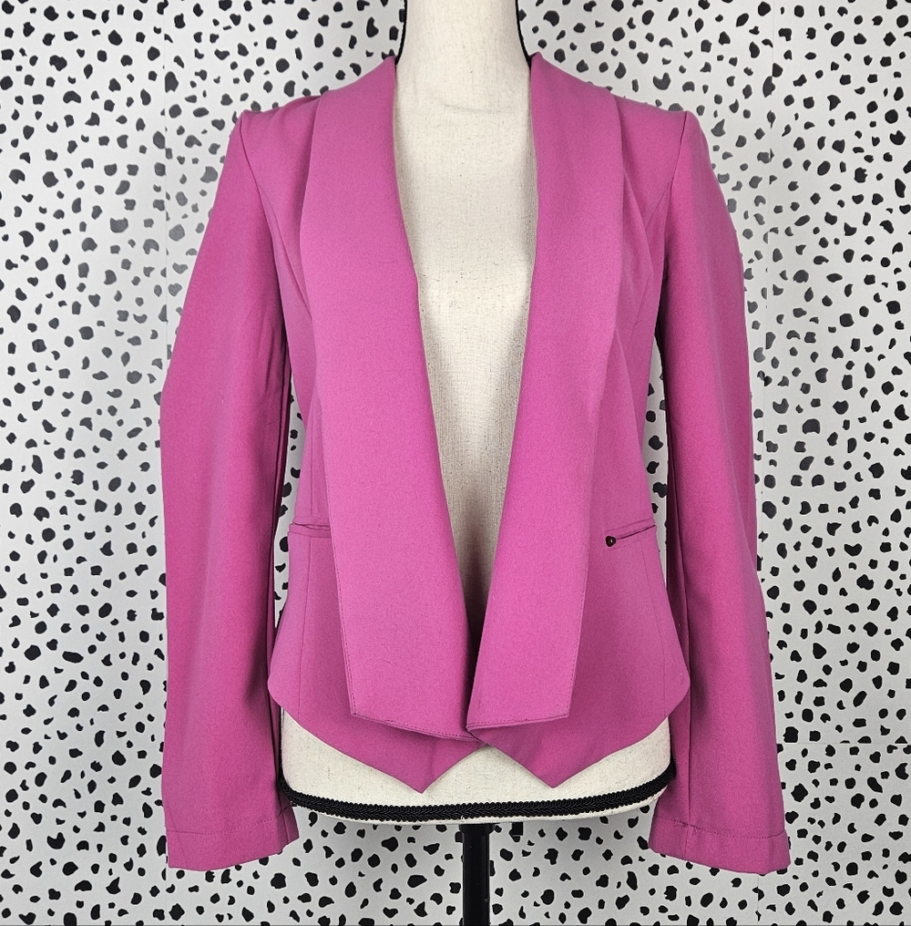 Blue Rain Fuchsia Pink Open Front Blazer